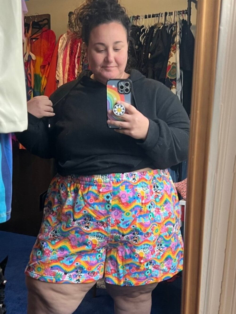 Disney Pride Collection Rainbow Abstract Mickey and Minnie Sweat Shorts